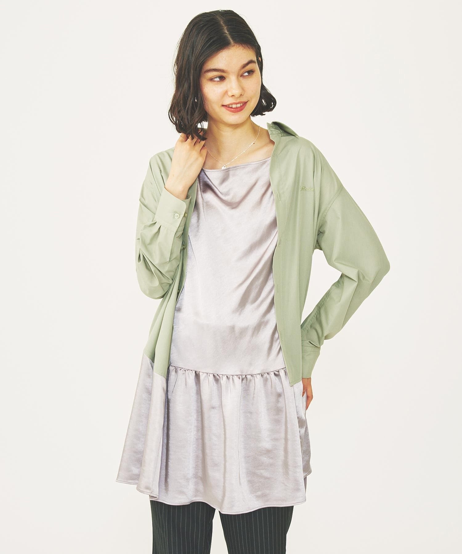 MILKFED. SHIRT DRESS MILKFED. ミルクフェド ワンピース・ドレス シャツワンピース ブラック グリーン【送料無料】