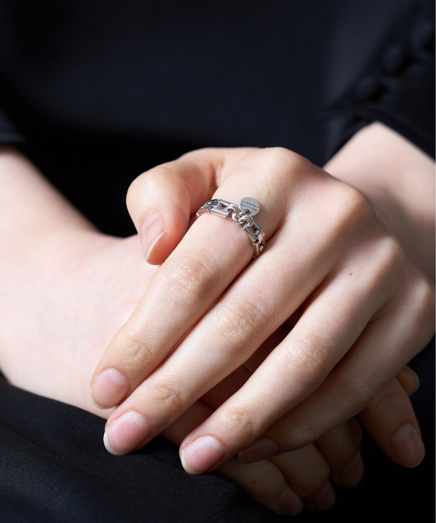 PHILIPPE AUDIBERT PHILIPPE AUDIBERT/チェーンリング bague chaine Avner laiton BG5834 25SS セットアップセブン アクセサリー・腕時計 リング・指輪 ブラック