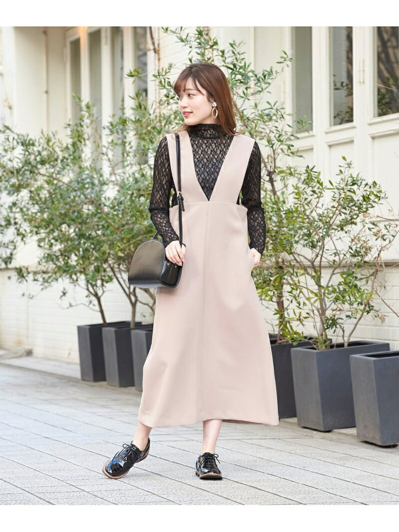 【SALE／70%OFF】le.coeur blanc ワイドサスペンダージャンパースカート ルクールブラン ワンピース・ドレス その他のワンピース・ドレス ベージュ ブラック【送料無料】のサムネイル