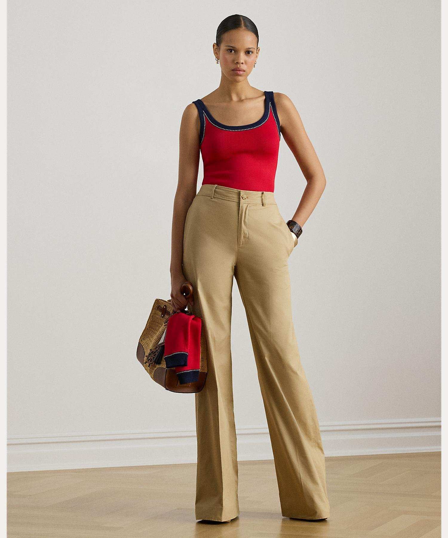 【SALE／50%OFF】LAUREN RALPH LAUREN コットン ツイル ワイドレッグ パンツ ラルフローレン パンツ その他のパンツ ブラウン【送料無料】