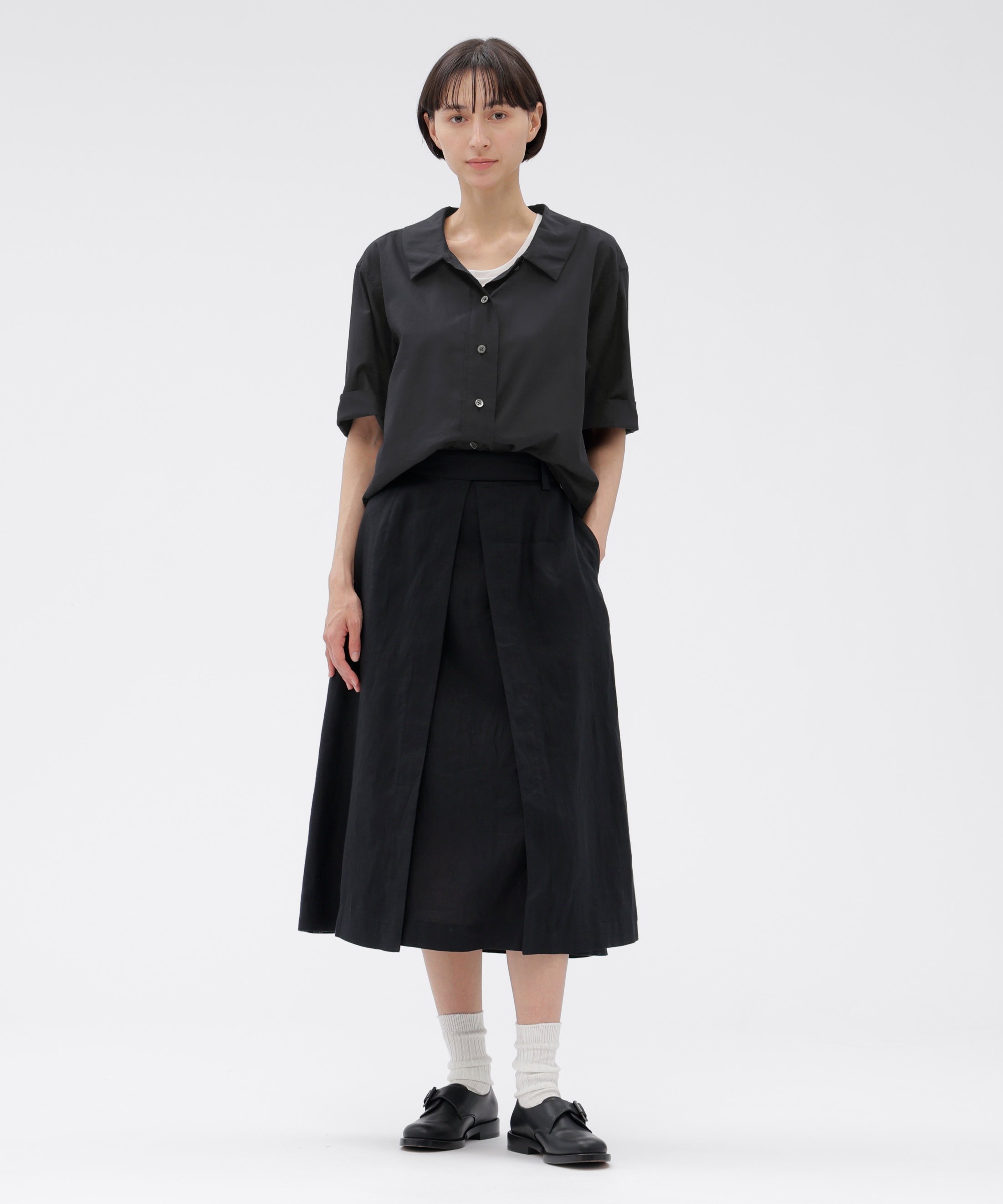 MARGARET HOWELL WASHED COTTON SHIRT マーガレット・ハウエル トップス シャツ・ブラウス ネイビー