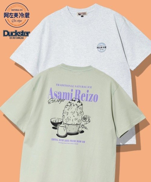 DUCKSTER/ダックスター 阿左美冷蔵コラボS/STEE -かき氷と白玉- (MENS) ゴースローキャラバン トップス カットソー・Tシャツ グリーン