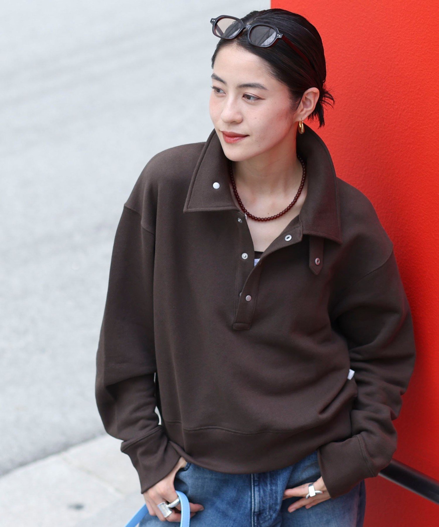 MAQWEL 【MAQWEL/マクウェル】ウォッシャブルスタンドネックスウェット ノーリーズ トップス カットソー・Tシャツ