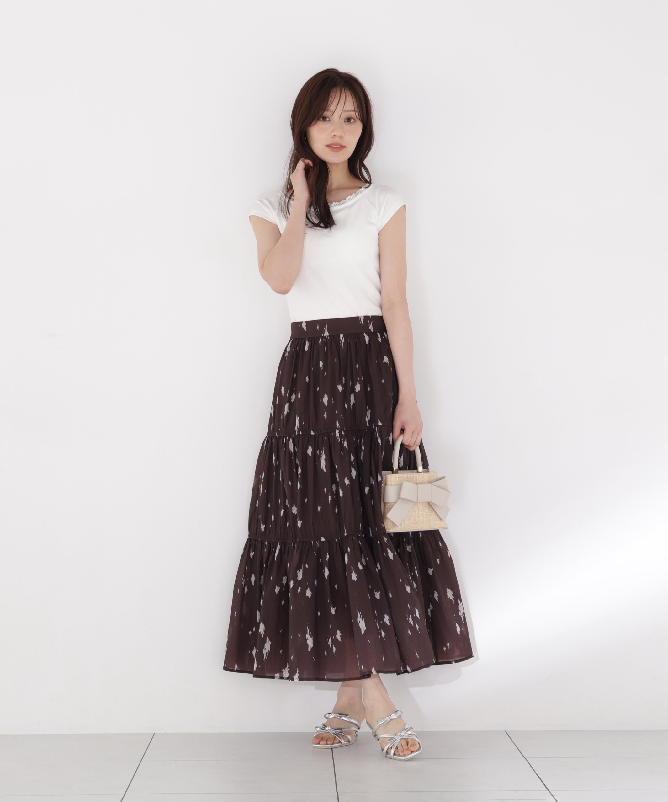 PROPORTION BODY DRESSING 楊柳加工ティアードスカート プロポーションボディドレッシング スカート その他のスカート ベージュ ブラウン【送料無料】