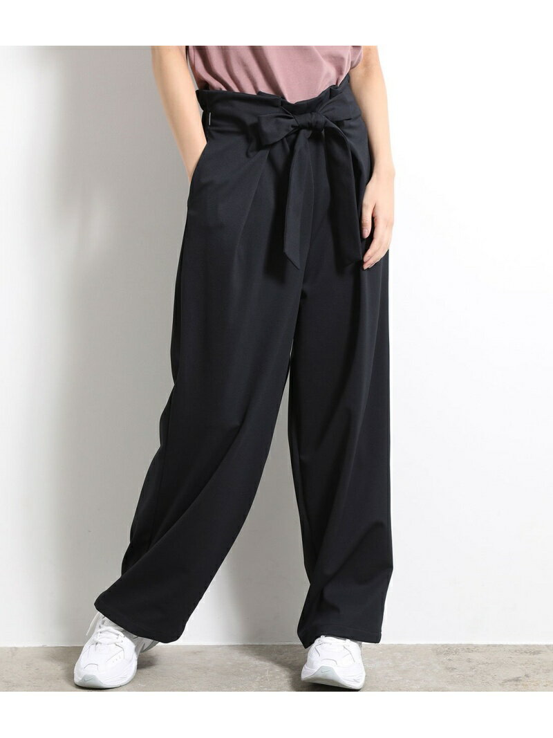 【SALE／60%OFF】NERGY ハイウエストリボンラップパンツ ナージー パンツ その他のパンツ ブラック ベージュ【送料無料】のサムネイル