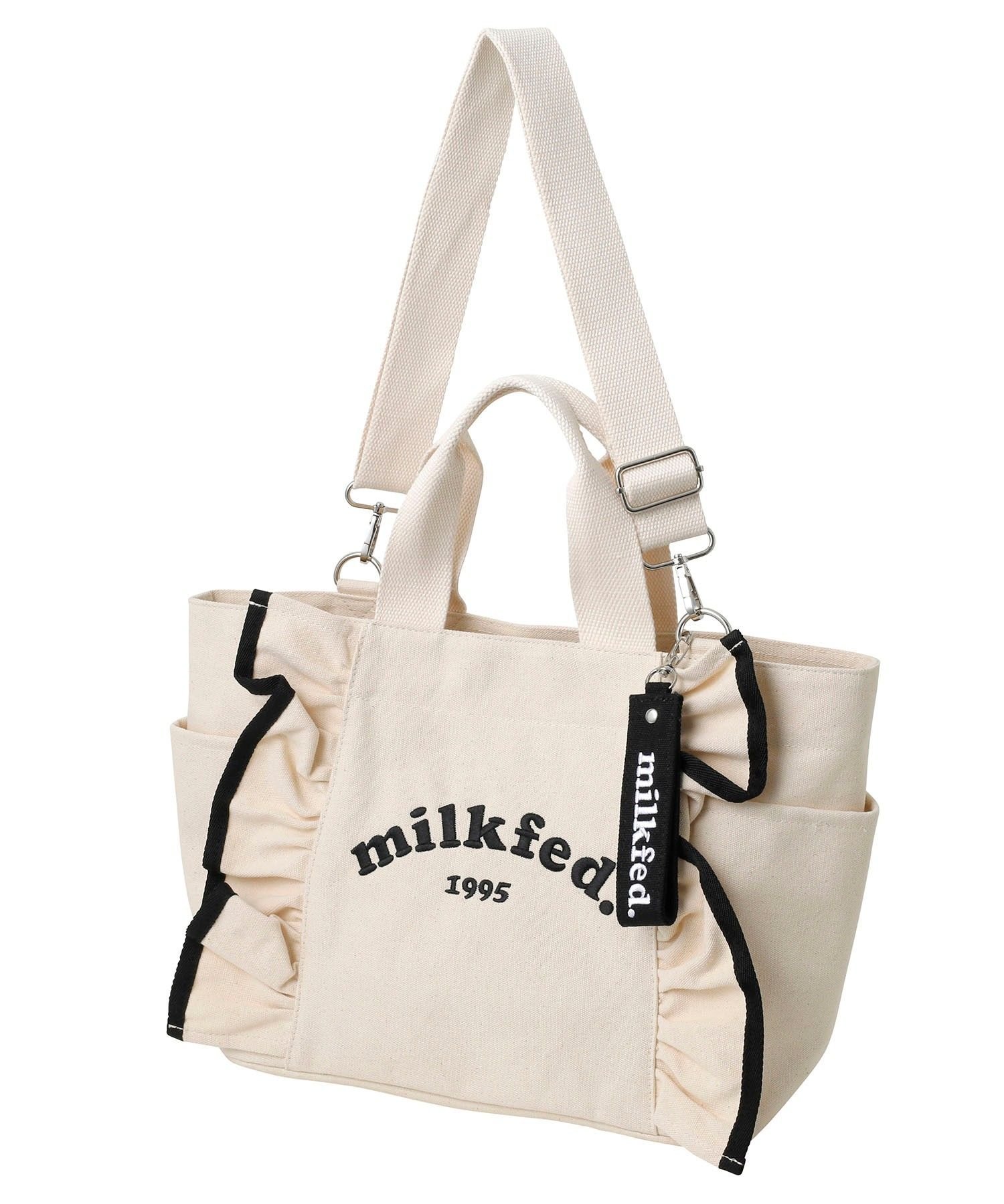 MILKFED. RUFFLE BAG ミルクフェド バッグ その他のバッグ ブラック ホワイト レッド【送料無料】