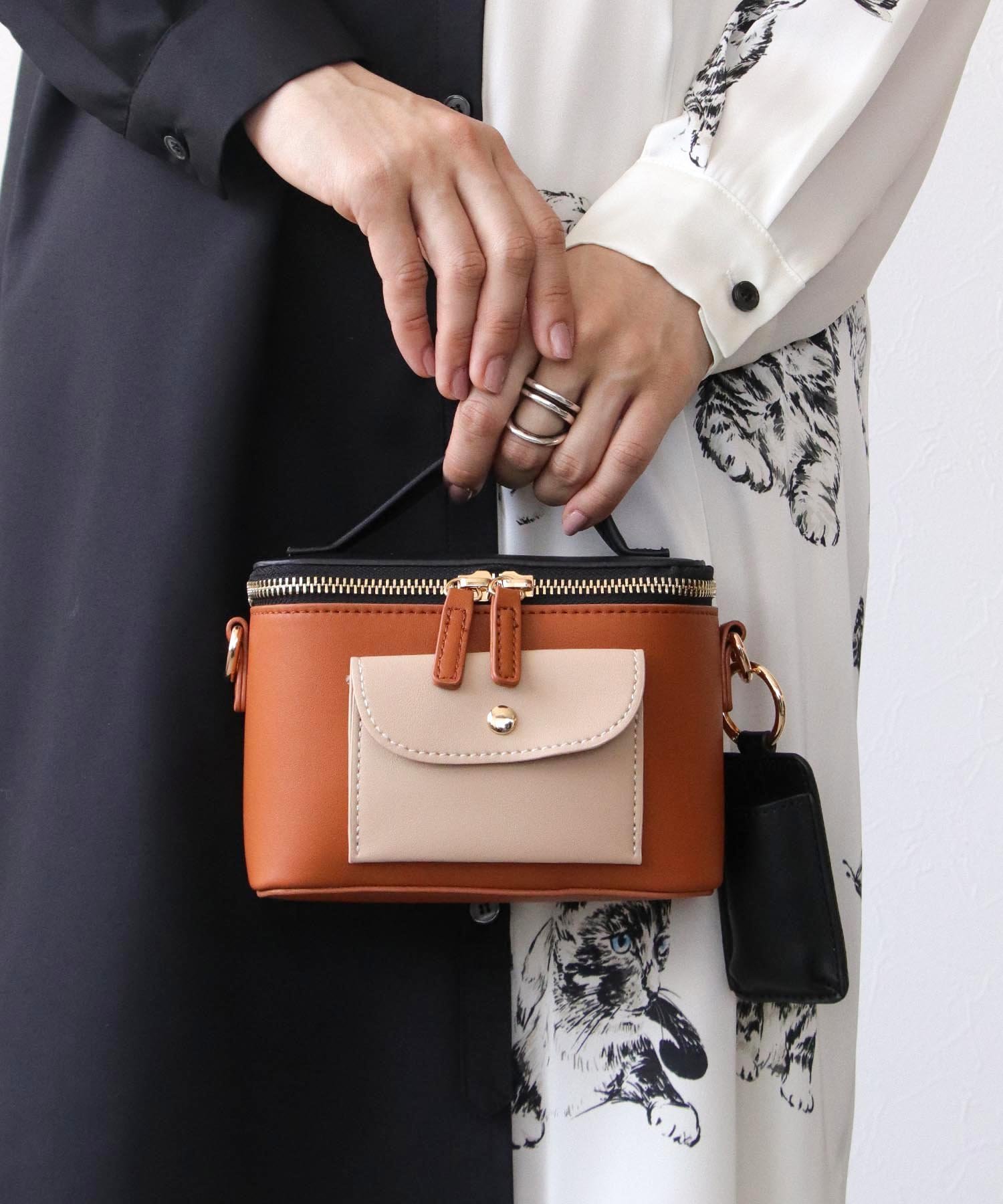 【SALE／50%OFF】Three Four Time Three Four Time/バニティーミニショルダー スリーフォータイム バッグ ショルダーバッグ ブラウン ブラックのサムネイル