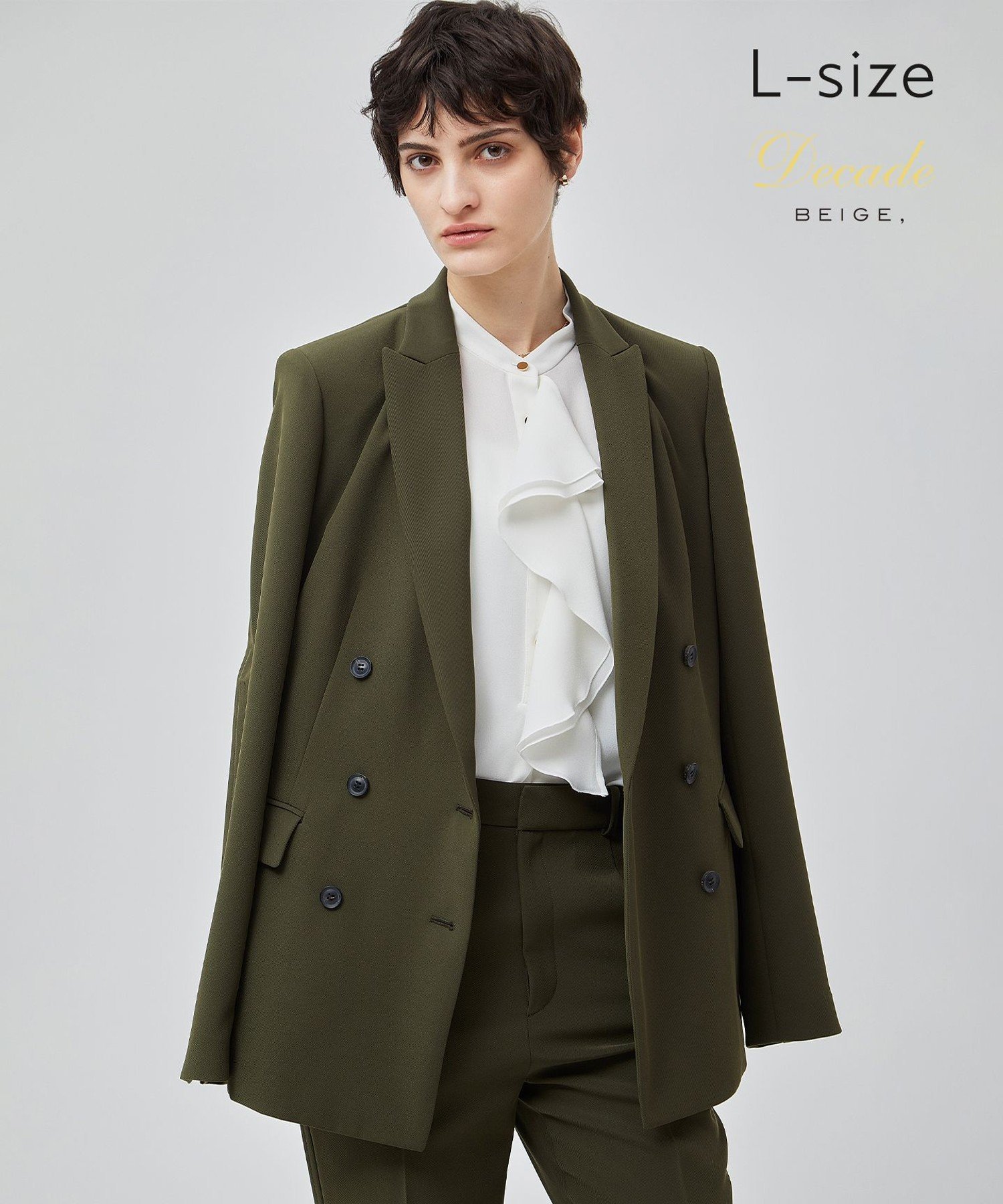 BEIGE, 【洗える・L-size】ALAINA / ダブルジャケット ベイジ, ジャケット・アウター テーラードジャケット・ブレザー ベージュ ブラック【送料無料】のサムネイル