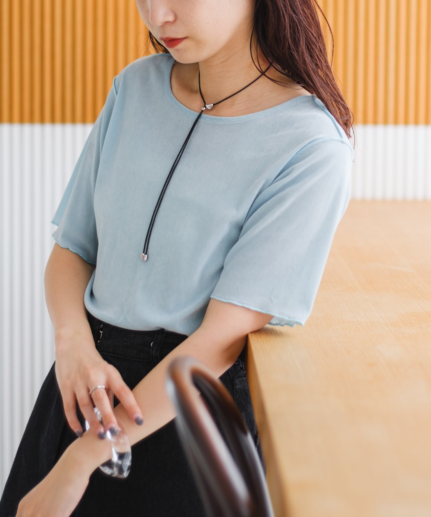 【SALE／56%OFF】PAL GROUP OUTLET 【Kastane】ベロアチュール半袖TEE パル グループ アウトレット トップス カットソー・Tシャツ グリーン ブルーのサムネイル