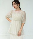 【SALE/10%OFF】Bab ビスチェ風シアーペプラムブラウス バブ / ブージュルード トップス シャツ・ブラウス ブルー ホワイト【送料無料】