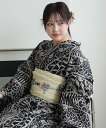 Nico@ntique ニコアンティーク セパレート 二部式浴衣3点セット 墨色によろけ草 ウタタネ 着物・浴衣・和装小物 浴衣【送料無料】