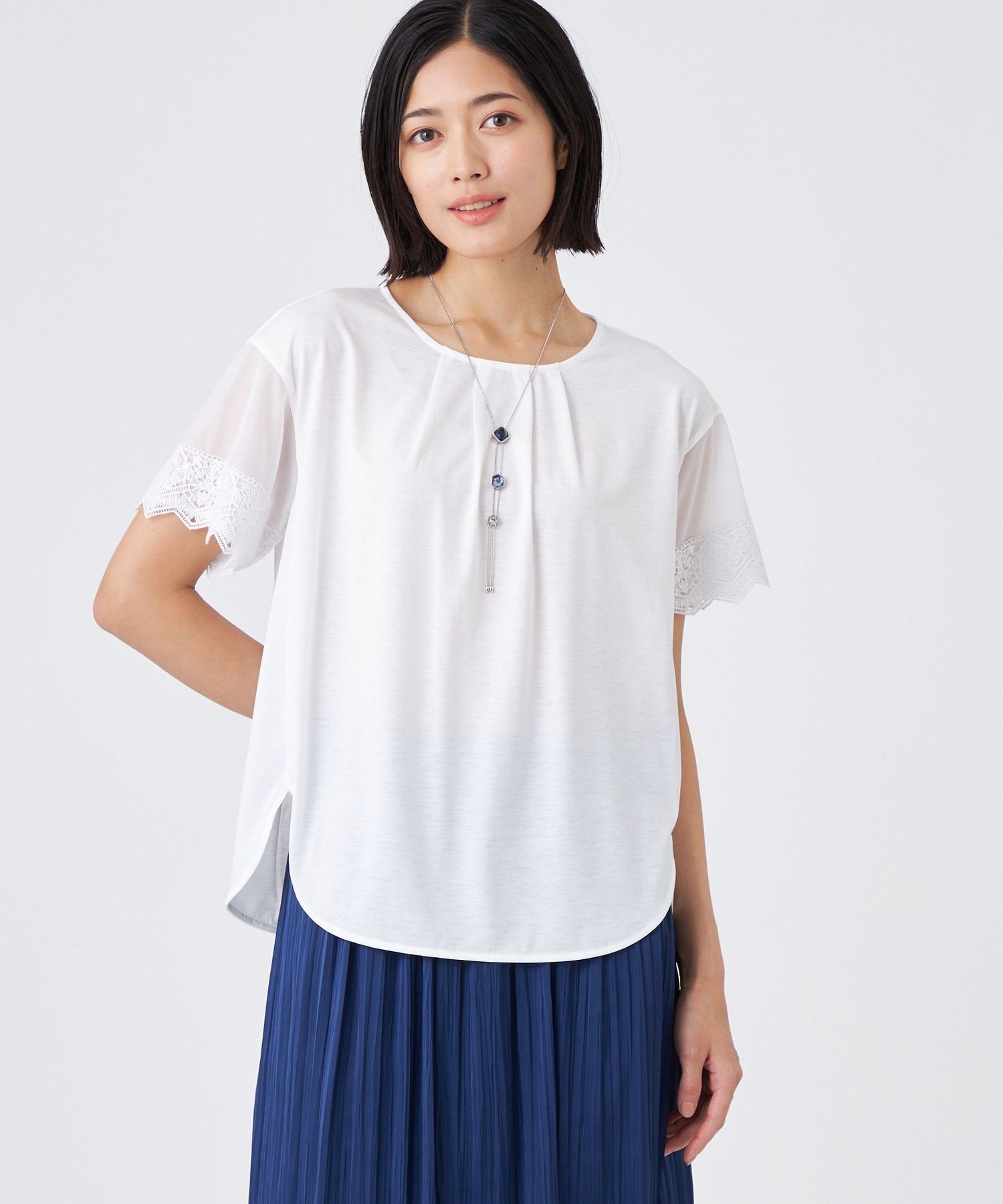 【SALE／37%OFF】TRANS WORK 【接触冷感・ウォッシャブル】クリスタルソルト36G天竺 トランスワーク トップス カットソー・Tシャツ ブルー ホワイト【送料無料】