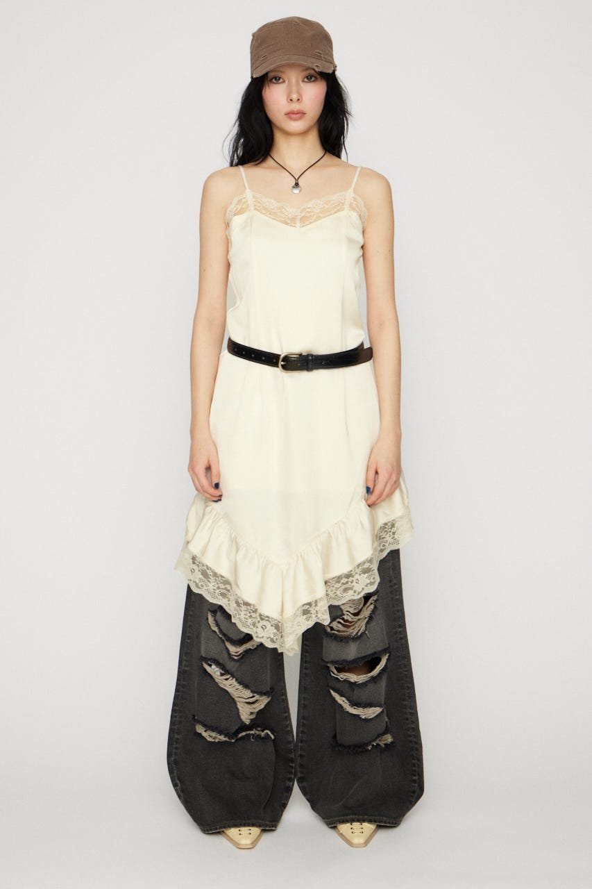 【SALE／30%OFF】LAGUA GEM SATIN LACE CAMI ワンピース ラグア ジェム ワンピース・ドレス ワンピース ホワイト ブラック カーキグリーン【送料無料】