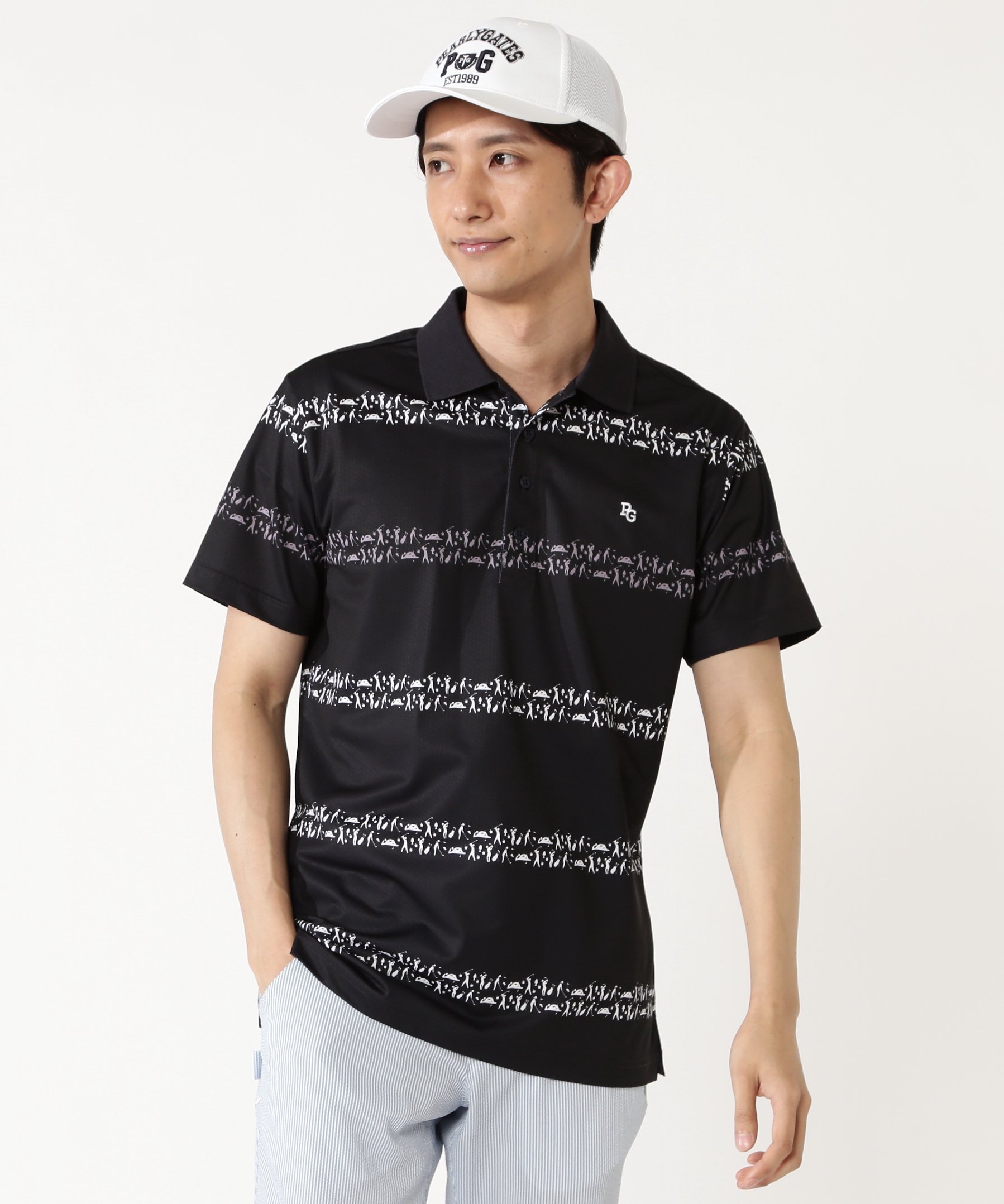 【SALE／40%OFF】PEARLY GATES ゴルファーボーダー柄シャークツイル半袖ポロシャツ パーリーゲイツ トップス ポロシャツ ホワイト ネイビー【送料無料】