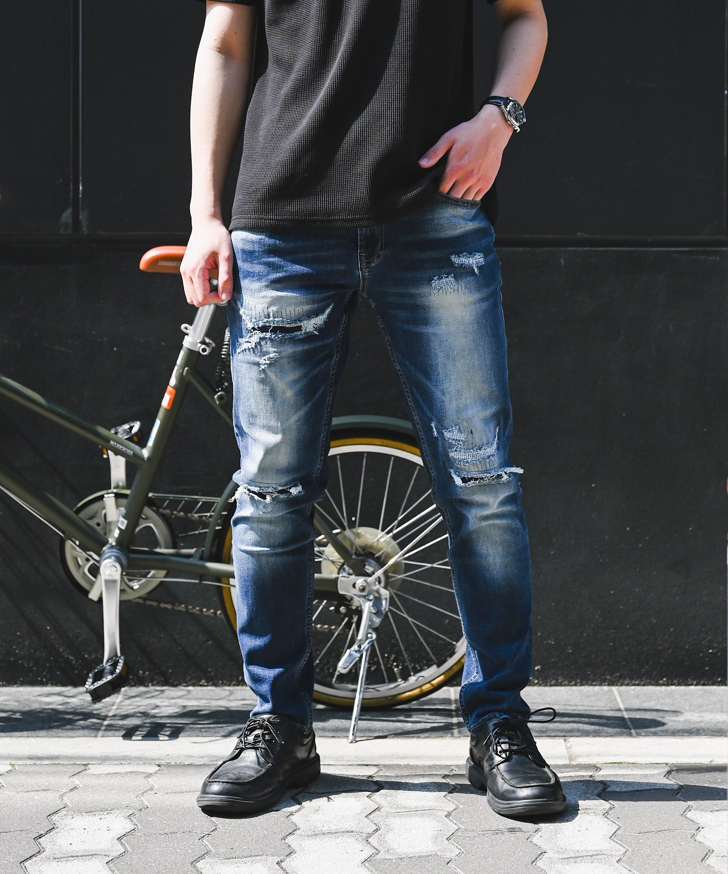 Retro Engine RTEG Artisan Repair Denim L/PT アダムスジャグラー パンツ ジーンズ・デニムパンツ ネイビー