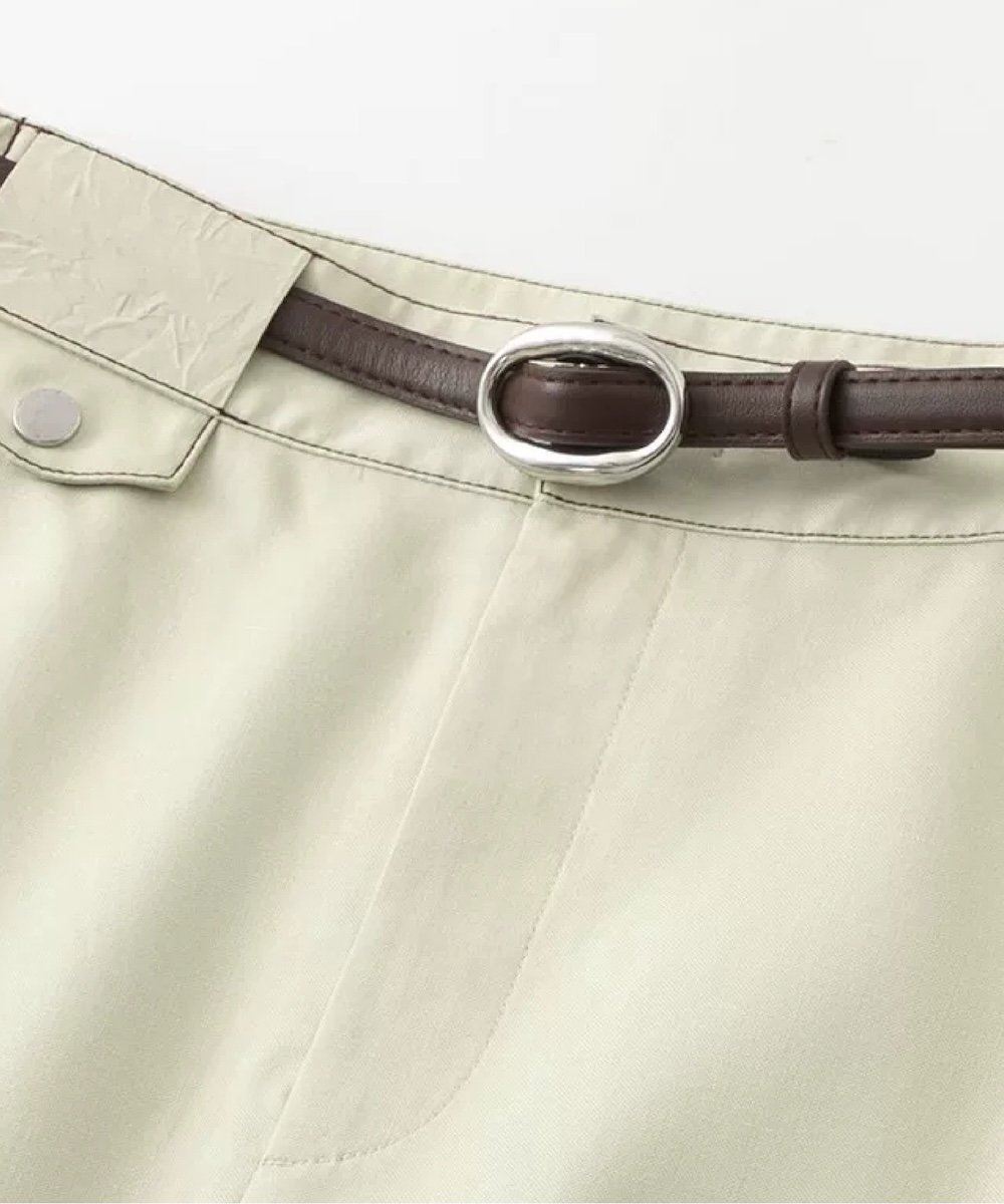 les fees love filles Cream Contrast Stitch Skirt ラポミ・プチ スカート ミニスカート