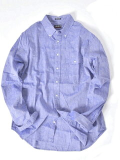 Cotton Linen Buttondown Shirt 121-17-0026: Light Blue Cotton Linen Buttondown Shirt 121-17-0026: Light Blue