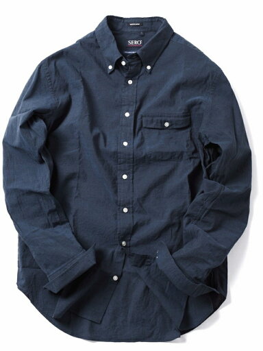 Cotton Linen Buttondown Shirt 121-17-0026: Navy Cotton Linen Buttondown Shirt 121-17-0026: Navy