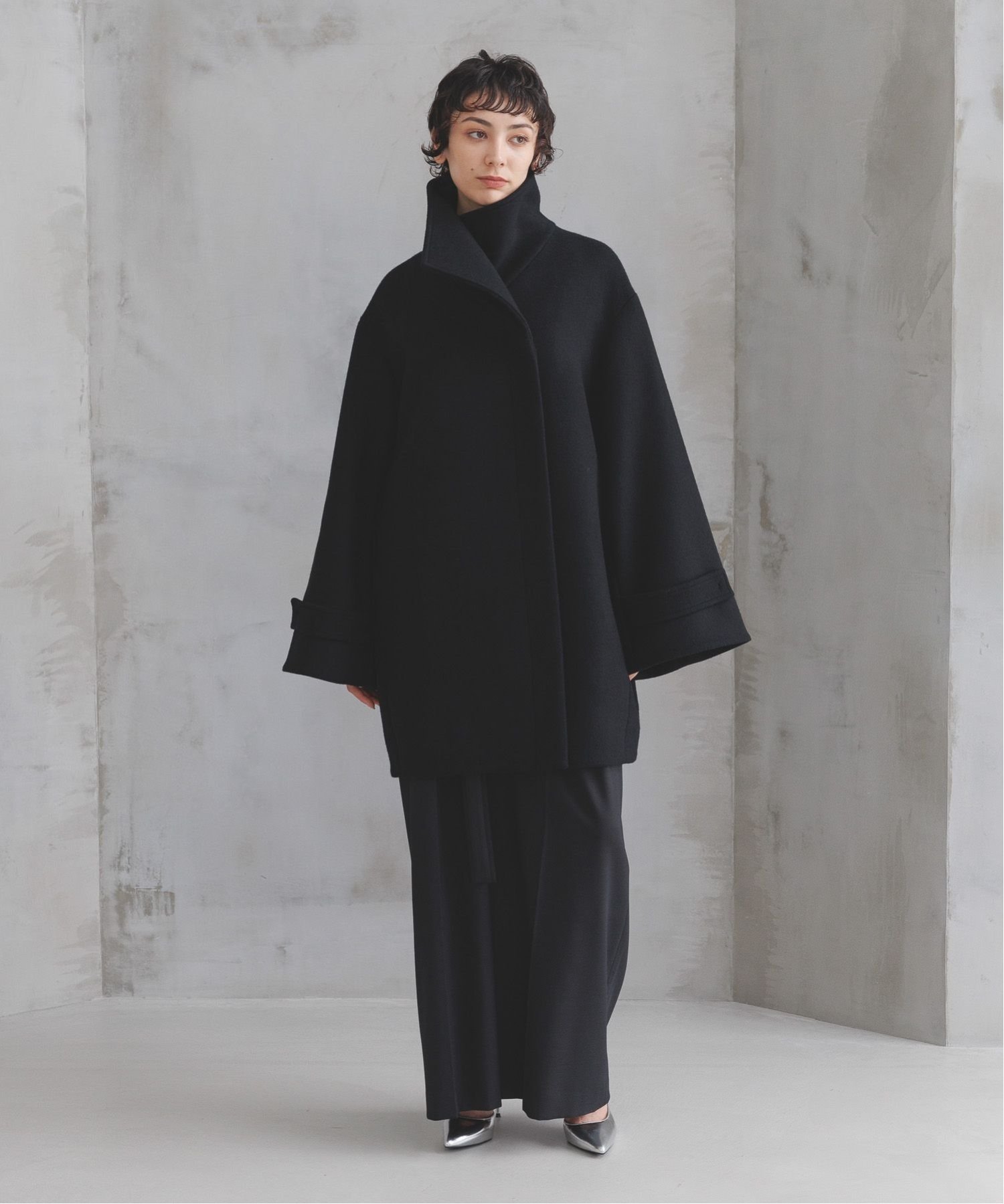 STERNBERG 【STERNBERG】スタンドカラーウールコート グローバルワーク ジャケット・アウター その他のジャケット・アウター ブラック【送料無料】のサムネイル