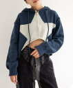 【SALE/33%OFF】WEGO LADY'S スターニットカーブヘムZIPパーカー ウィゴー トップス ニット ネイビー