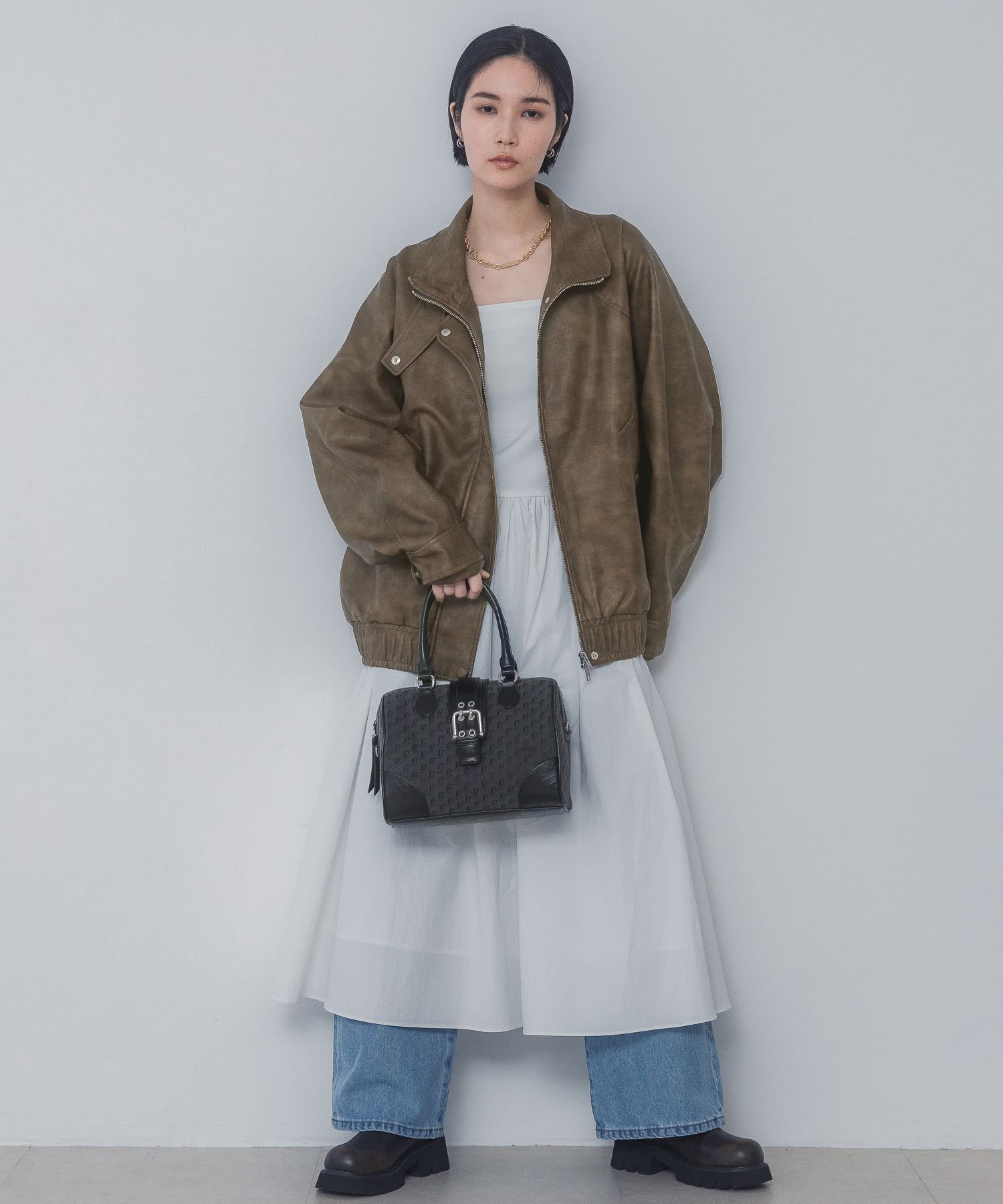 JEANASIS ミモレコードキャミワンピース ジーナシス ワンピース・ドレス ワンピース ホワイト ブラック