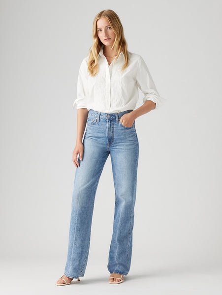Levi's RIBCAGE WIDE LEG ジーンズ ミディアムインディゴ リーバイス パンツ ジーンズ・デニムパンツ ネイビー【送料無料】
