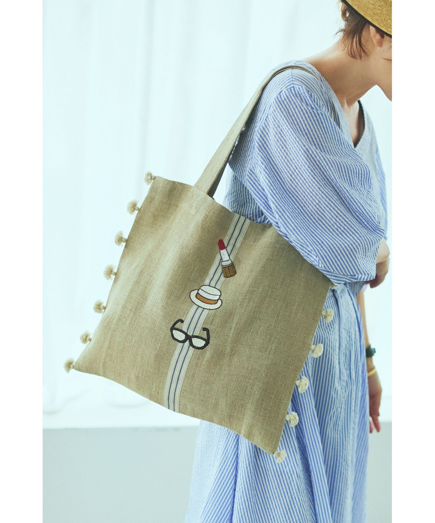 RONEL 【大草直子さんコラボ】CITRUS*RONEL*AMARC オリジナル刺繍トートバッグ コーエン バッグ トートバッグ ホワイト【送料無料】のサムネイル