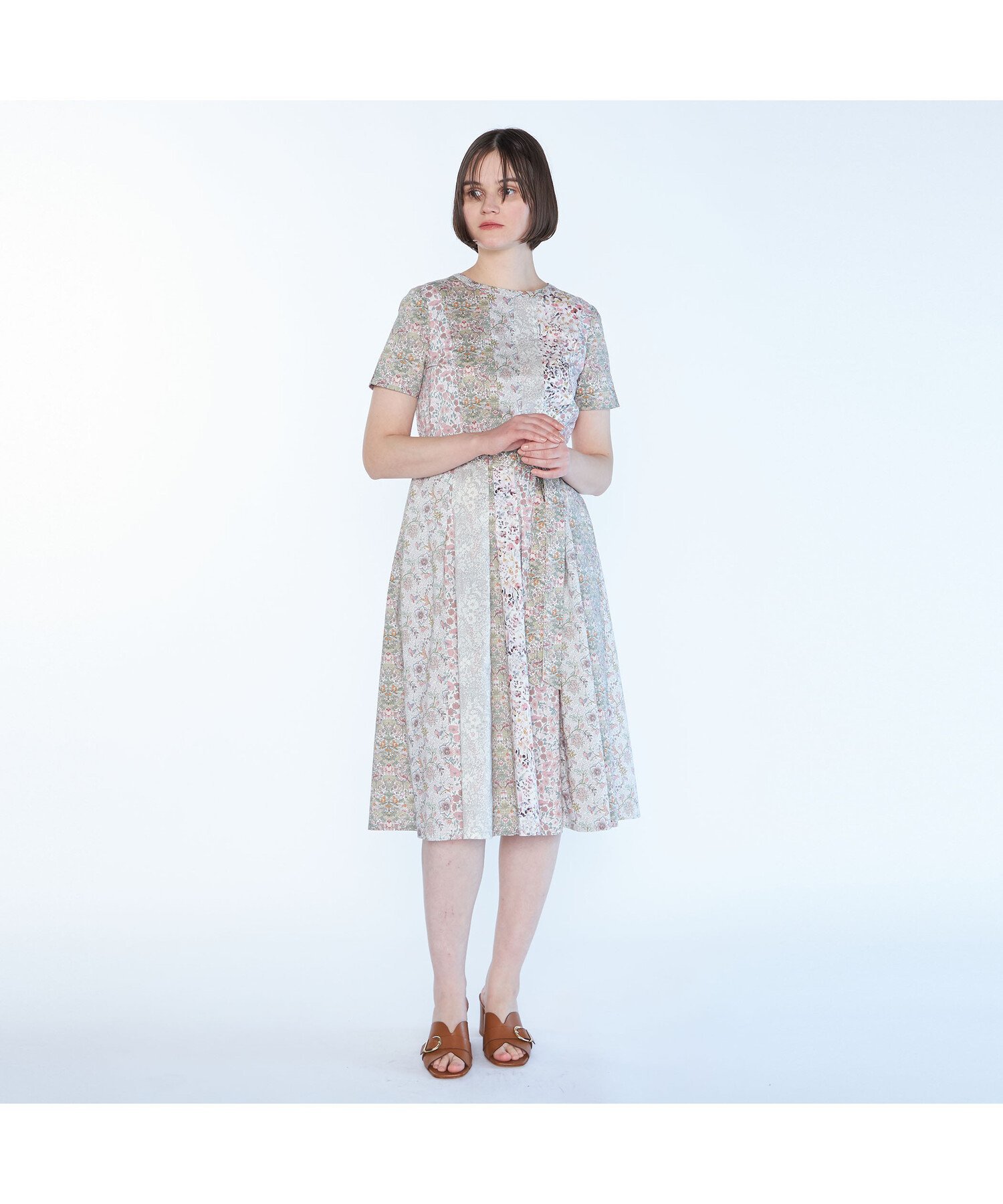 【SALE／41%OFF】SCAPA 【WEB限定】Liberty Printパッチワーク3ワンピース スキャパ ワンピース・ドレス ドレス ピンク【送料無料】