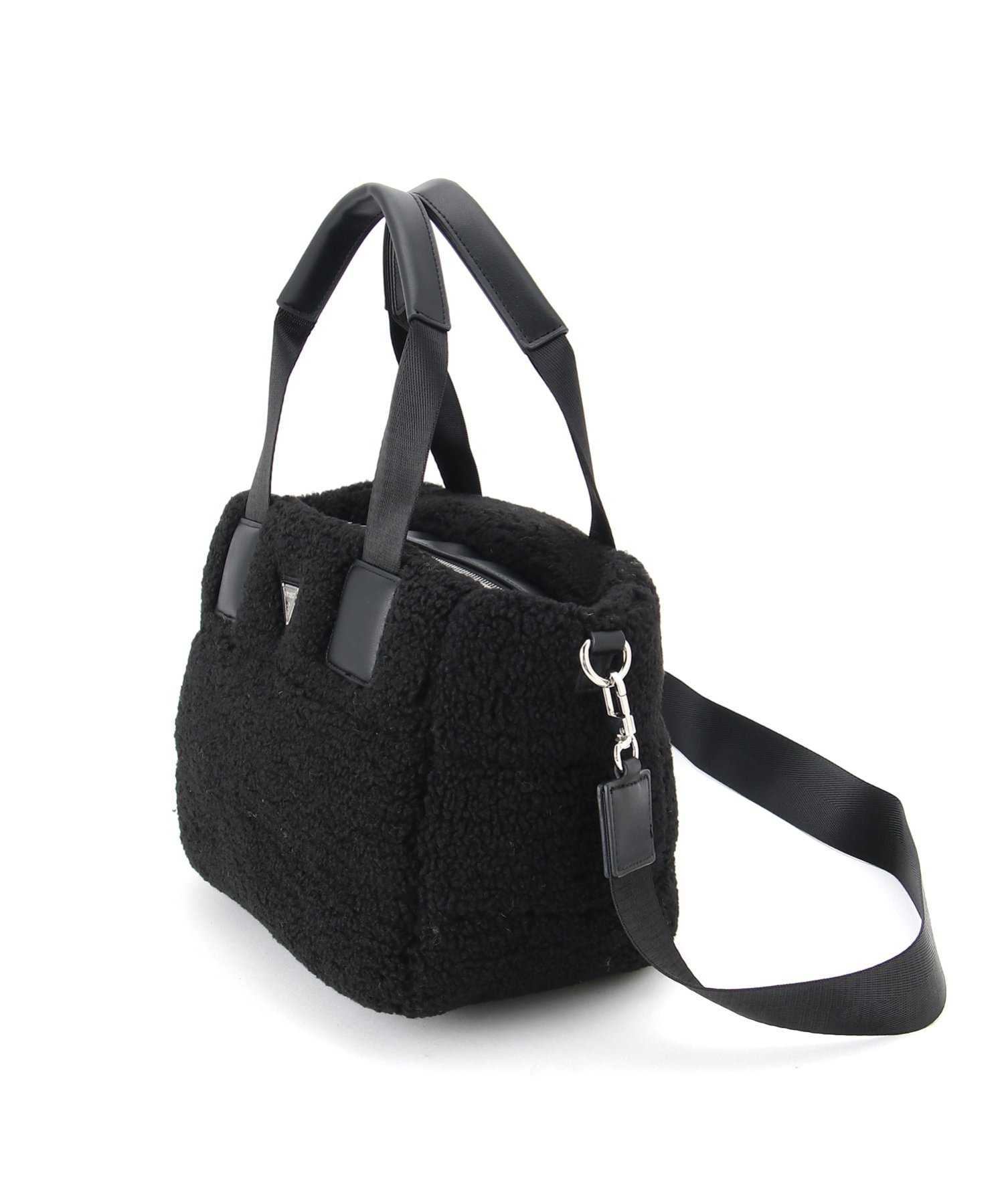 GUESS ショルダーバッグ (W)SHERPA Mini Tote Bag ゲス バッグ トートバッグ ホワイト ブラック