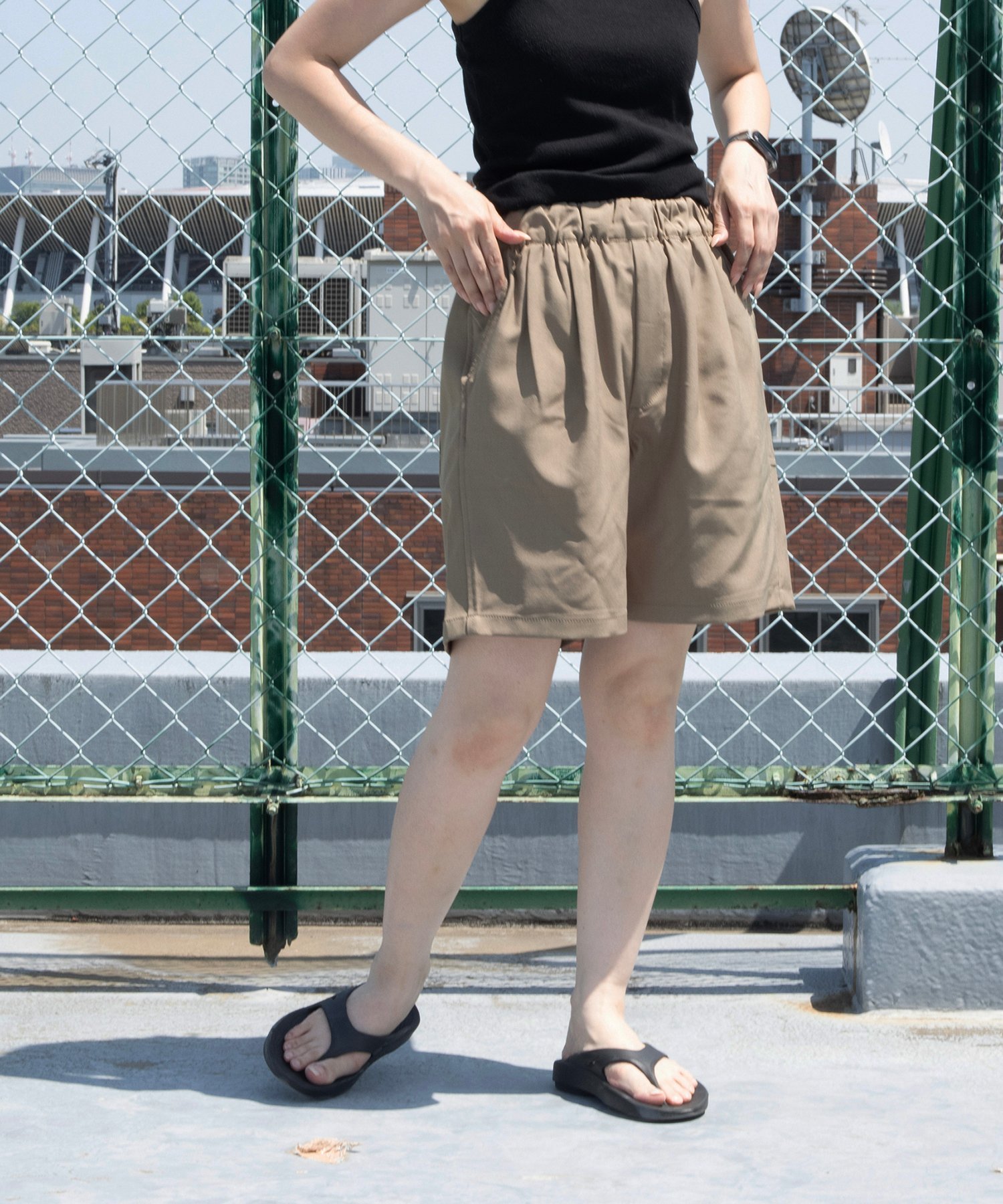 UNIVERSAL OVERALL CHILLPAN SHORTS テックリネンショーツ UNIVERSAL OVERALL ユニバーサルオーバーオール パンツ その他のパンツ ベージュ グレー ブラック