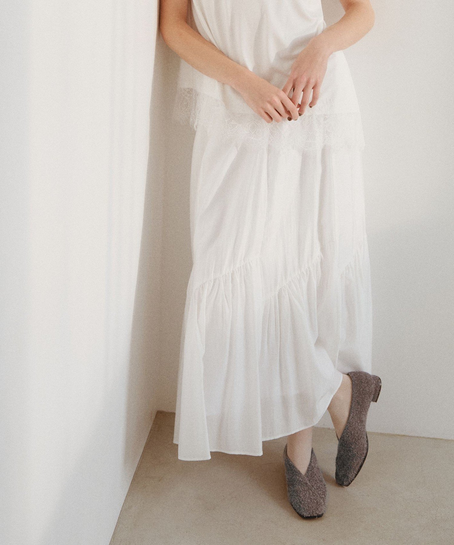 BIANCA 【ON/OFF着回し】 ポリエステルレーヨンクレープ ティアードスカート ビアンカ スカート ロング・マキシスカート ホワイト ブラウン ブラック【送料無料】