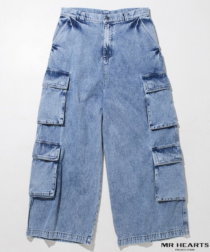 MR.HEARTS 4POCKET DENIM CARGO PANTS【限定展開】 24SS フリークスストア パンツ ジーンズ・デニムパンツ ブラック ブルー