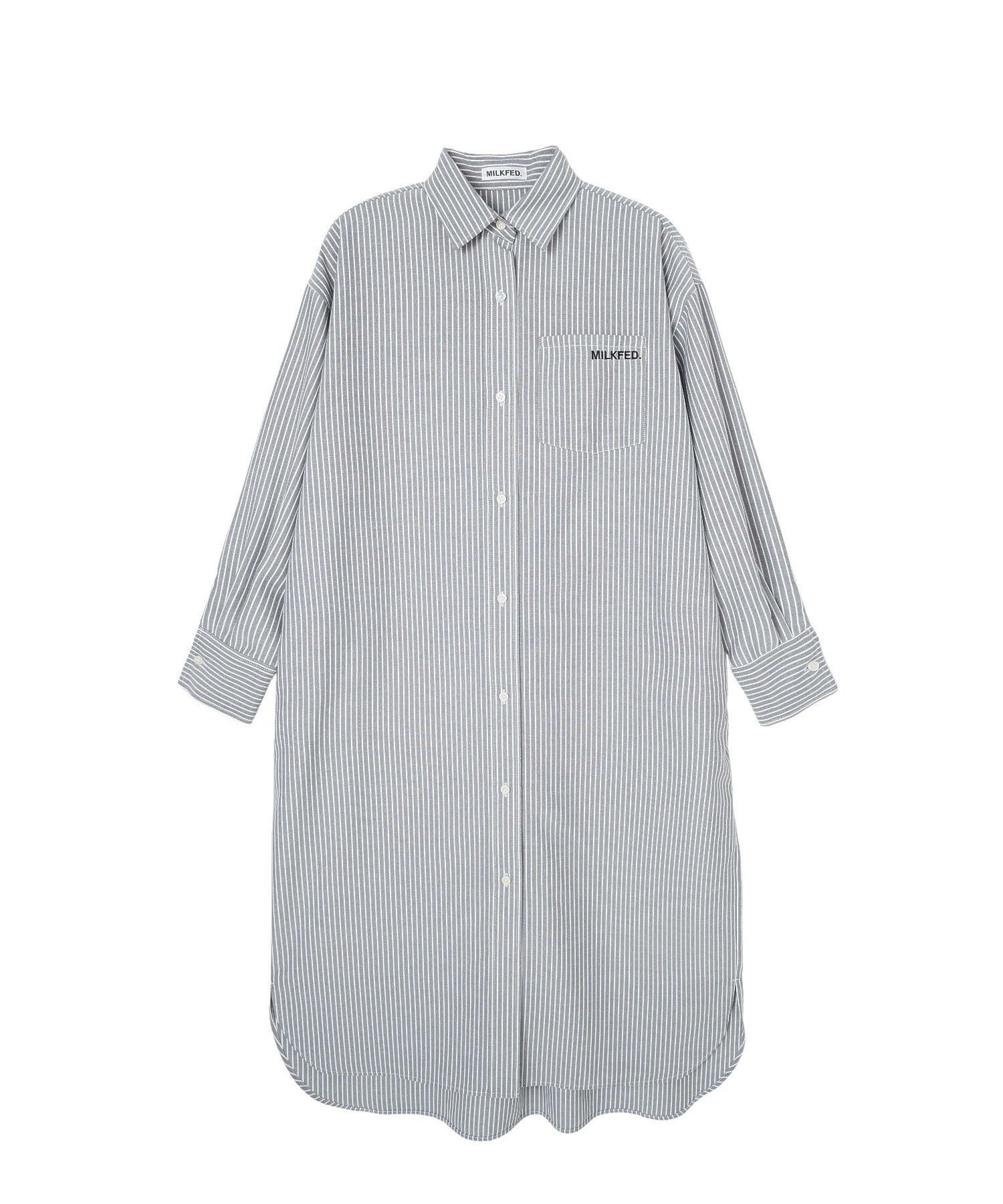 MILKFED. STRIPE BIG SHIRT DRESS ミルクフェド ワンピース・ドレス その他のワンピース・ドレス グレー ブルー ホワイト