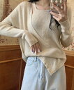 【SALE/1%OFF】emi+ キャミレイヤード風ニットプルオーバー エミプラス トップス ニット ブラウン ブルー グリーン ベージュ ブラック【送料無料】(4)