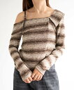 【SALE/66%OFF】WEGO LADY'S ストラップショルダーボーダーニット ウィゴー トップス カットソー・Tシャツ ブラウン グレー