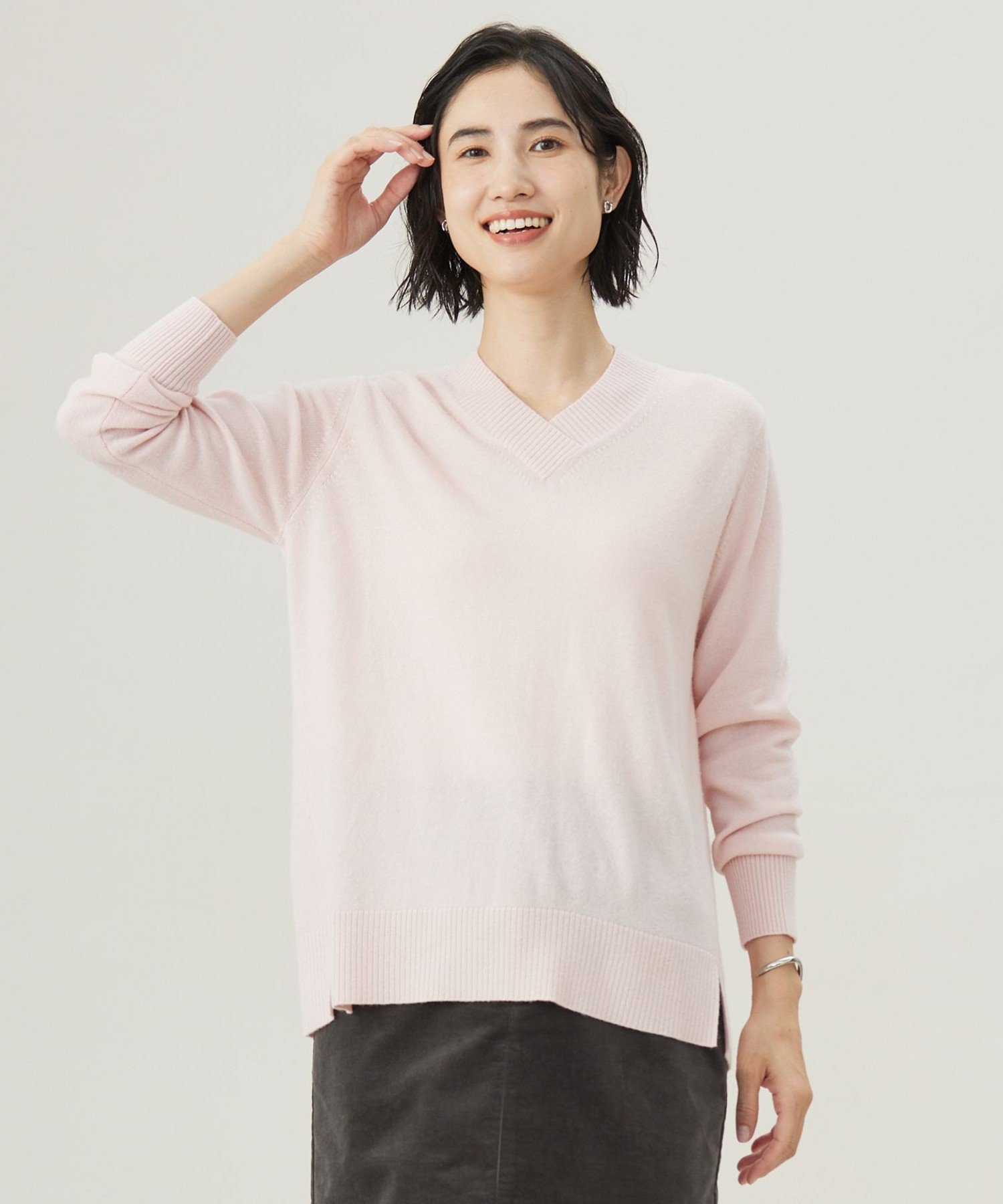 J.PRESS 【洗える】CASHMERE BLEND Vネック プルオーバーニット ジェイプレス トップス ニット ベージュ ブルー オレンジ ピンク グレー