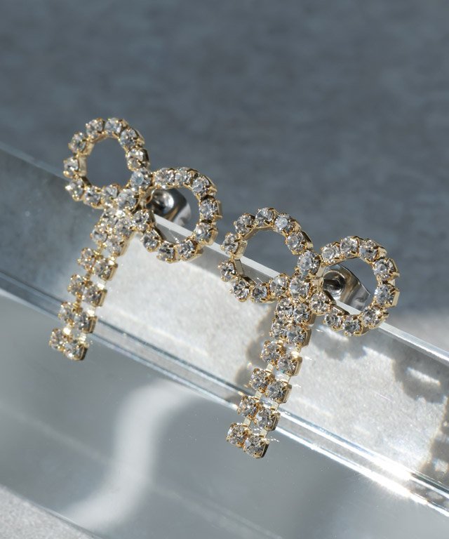 【SALE／20%OFF】Pierrot ビジューリボンピアス ピエロ アクセサリー・腕時計 ピアス ゴールド