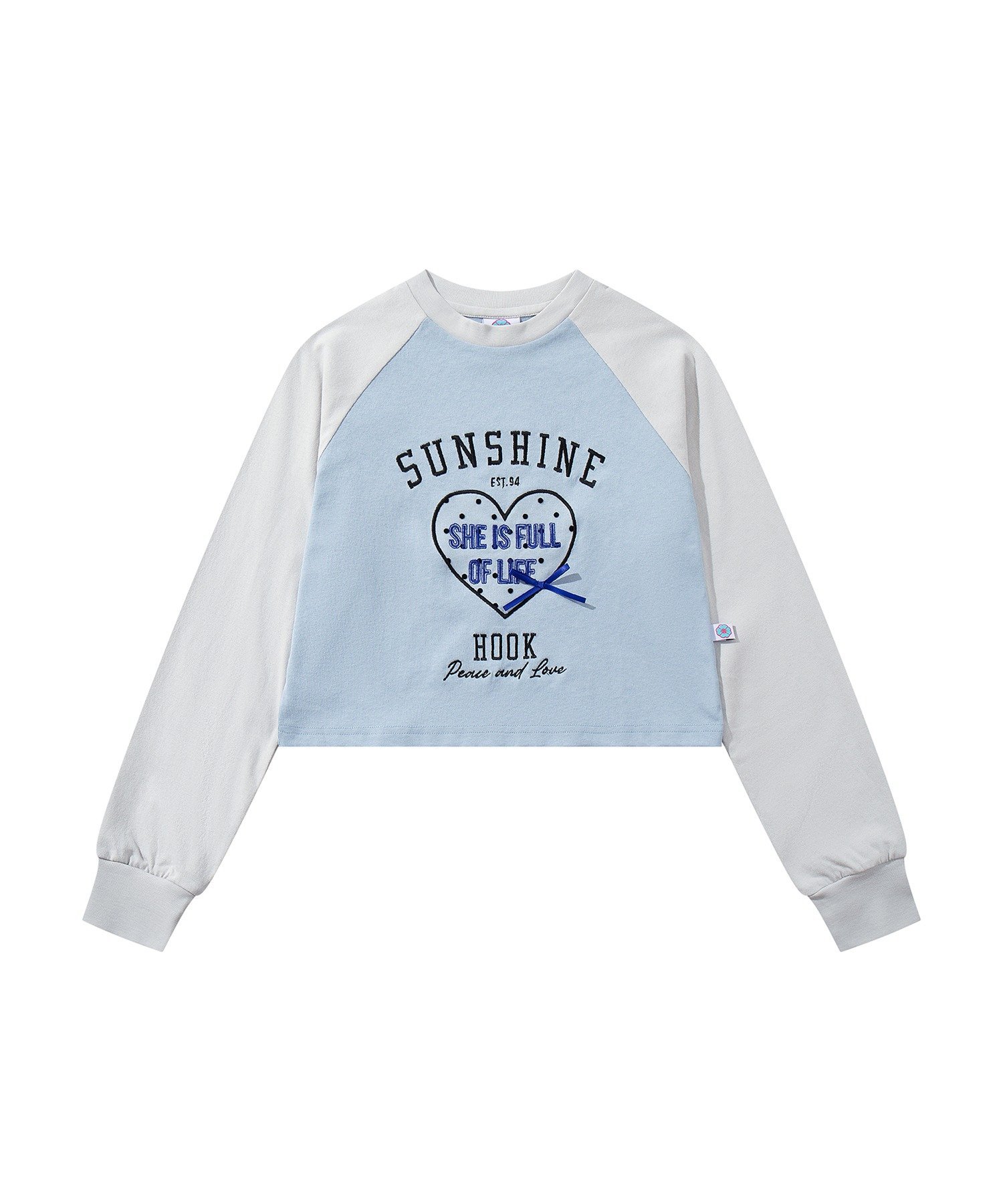 HOOK 【HOOK】for girls ドットチュールハートパッチ刺繍ラグランTEE アイモハ トップス カットソー・Tシャツ ホワイト