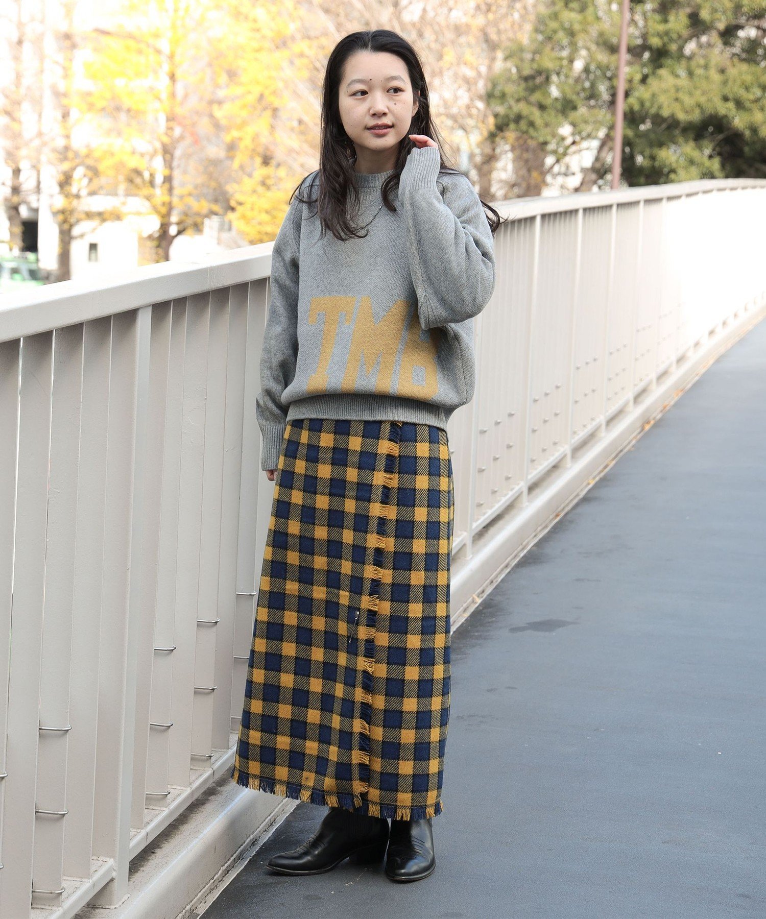 【SALE／50%OFF】BEAMS BOY ビッグ ロゴ クルー ビームス ウイメン トップス ニット グレー ネイビー【送料無料】