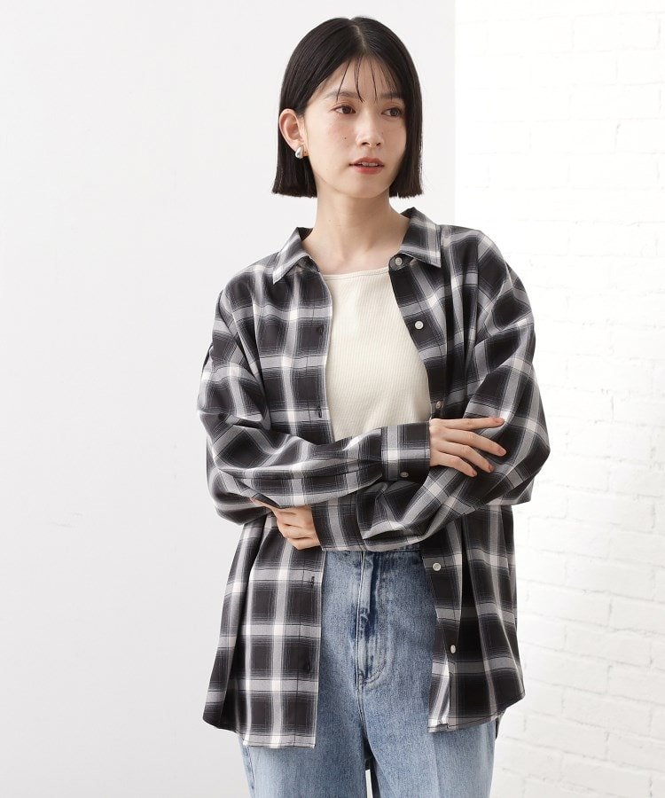 THE SHOP TK 【即戦力/軽羽織】チェックドルマンシャツ ザ ショップ ティーケー トップス シャツ・ブラウス ブラウン ブラック