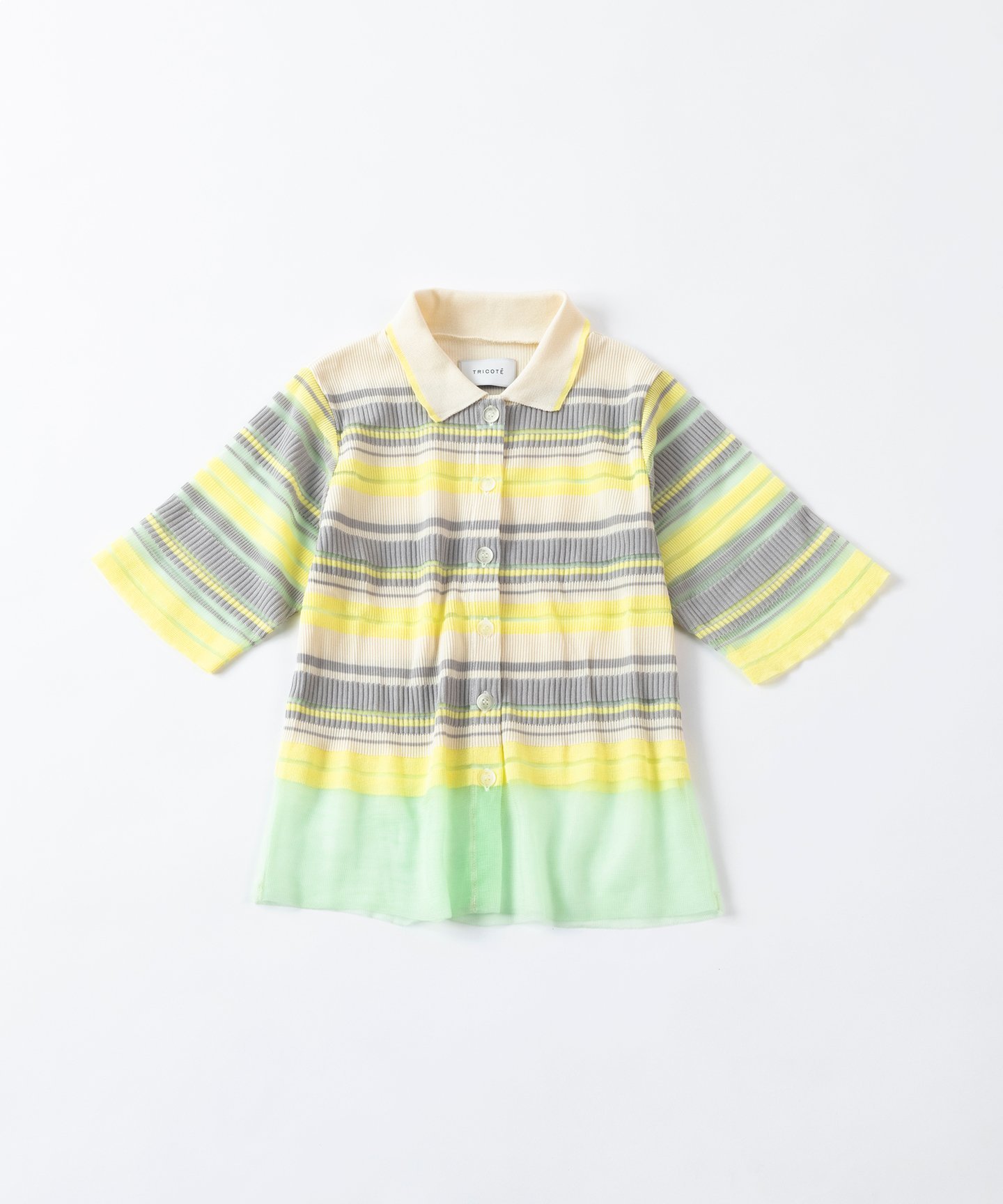 TRICOTE SHEER BORDER TOPS トリコテ トップス シャツ・ブラウス ピンク イエロー