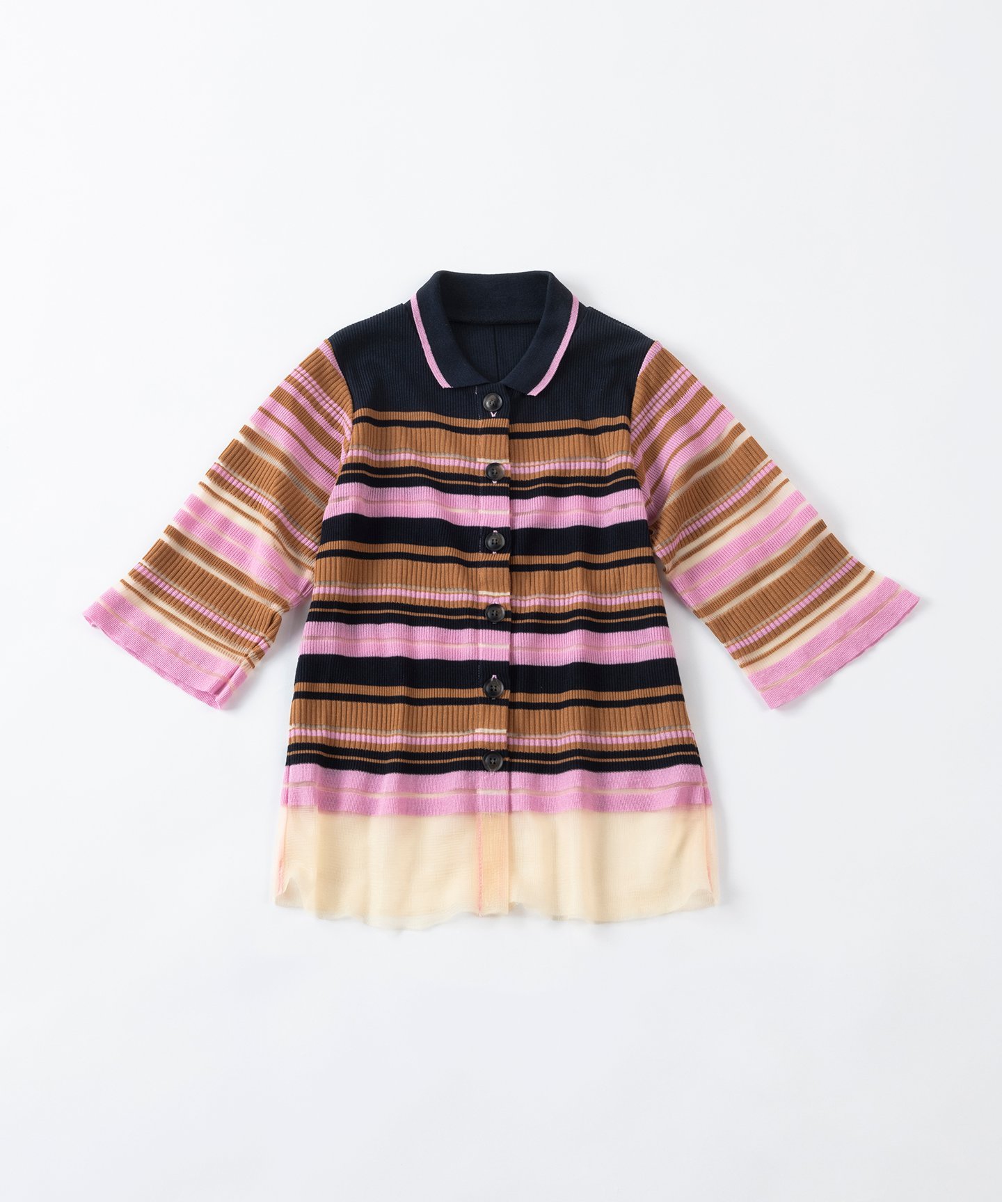 TRICOTE SHEER BORDER TOPS トリコテ トップス シャツ・ブラウス ピンク イエロー