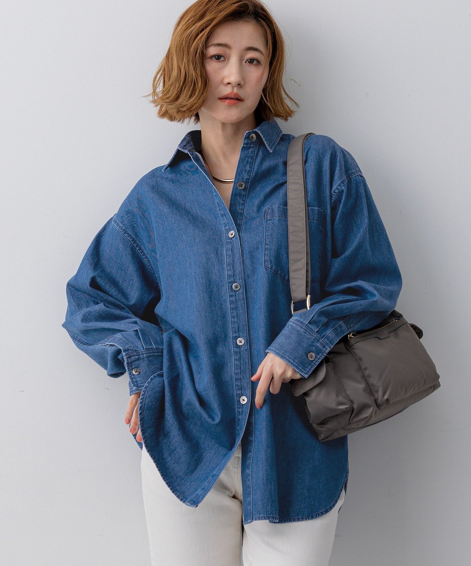 23区 S ライトダンガリー デニムシャツ ニジュウサンク トップス シャツ・ブラウス