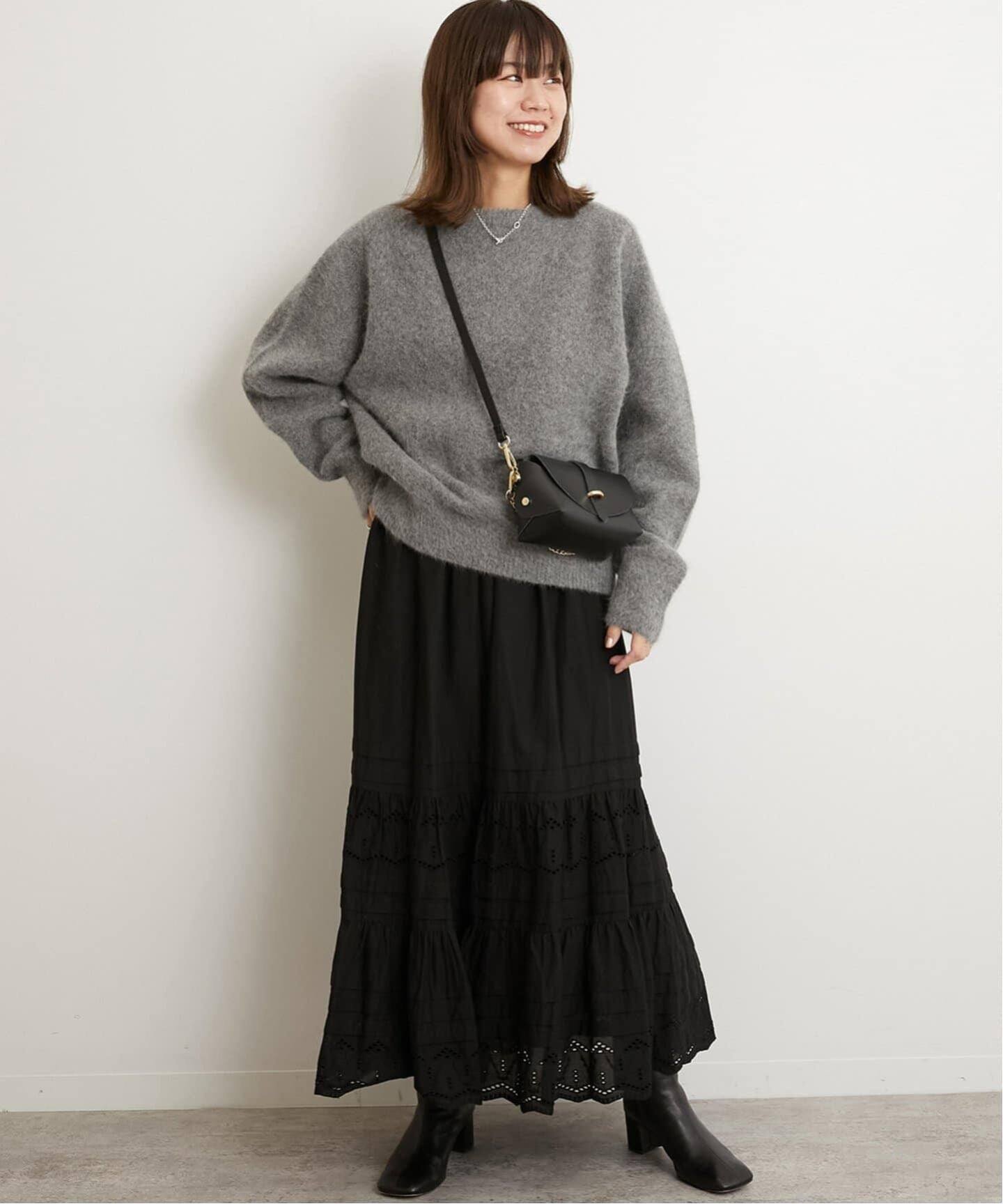JOURNAL STANDARD relume 《WEB限定追加2》コットンボイルタック刺繍ロングスカート ジャーナル スタンダード レリューム スカート ロング・マキシスカート ブラック