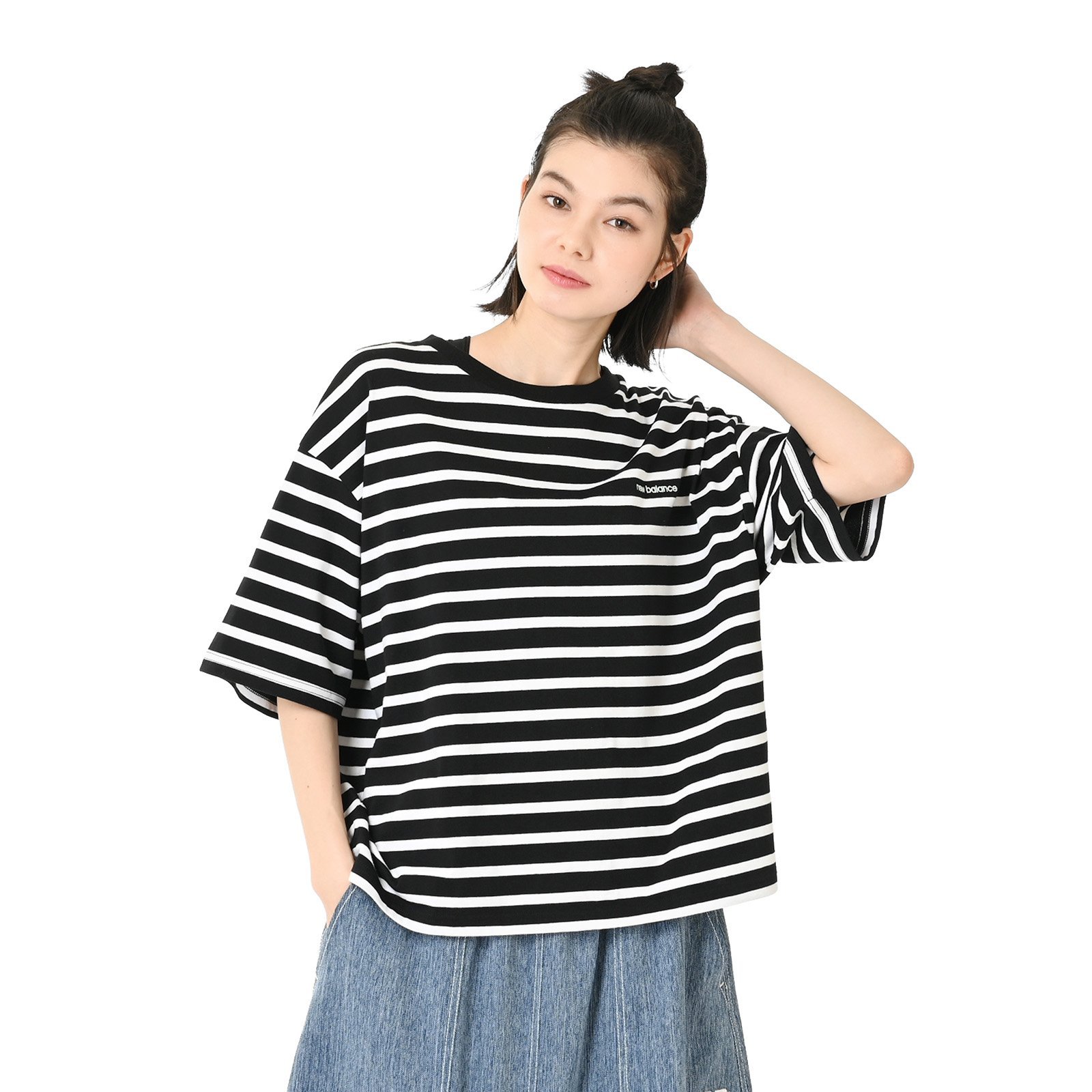 【SALE／35%OFF】New Balance シューパッチストレイプドショートスリーブ ニューバランス トップス カットソー・Tシャツ ブラック