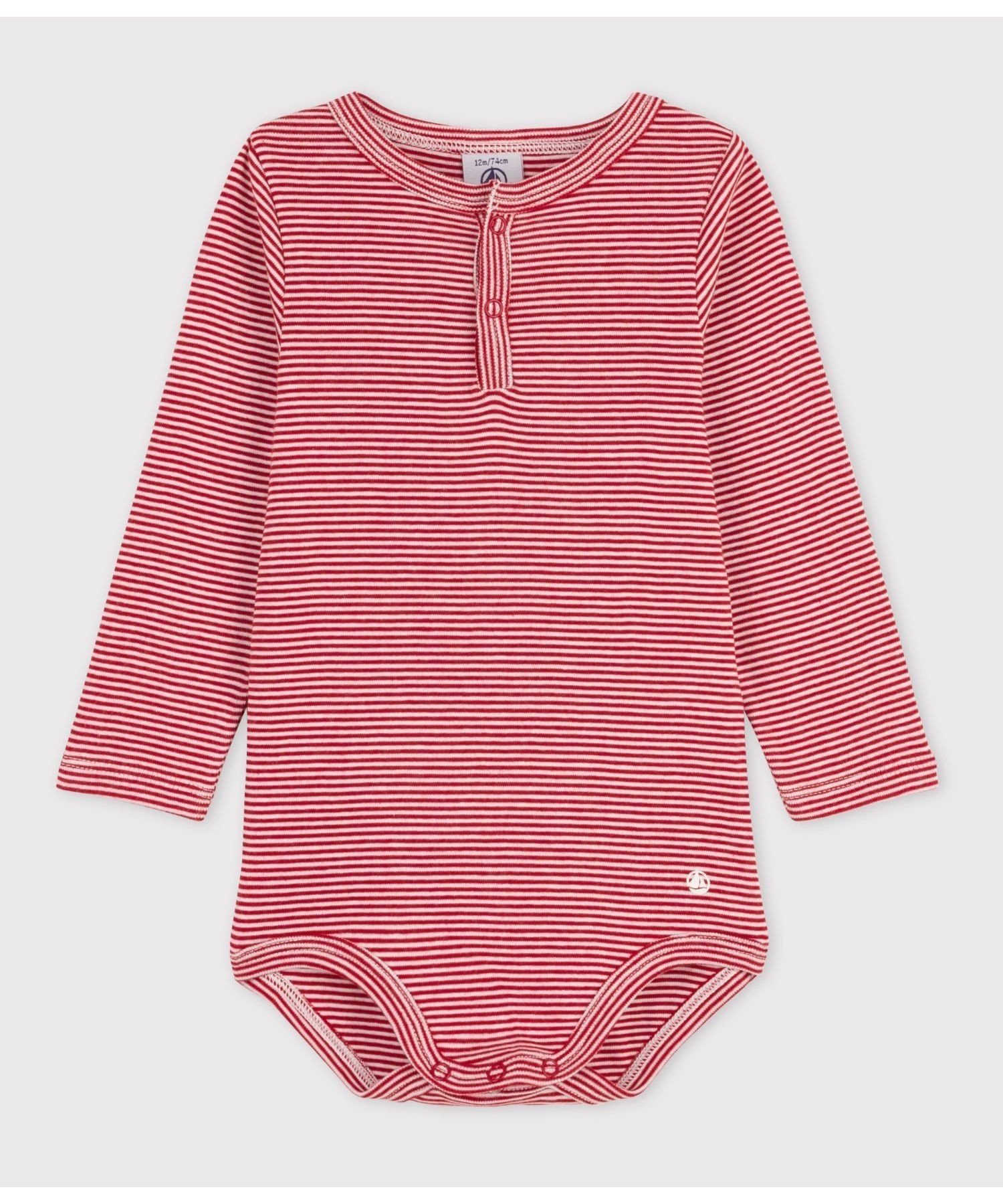 プチバトー ベビー服 男の子 【SALE／20%OFF】PETIT BATEAU ミラレヘンリーネック長袖ボディ プチバトー マタニティウェア・ベビー用品 ロンパース・カバーオール