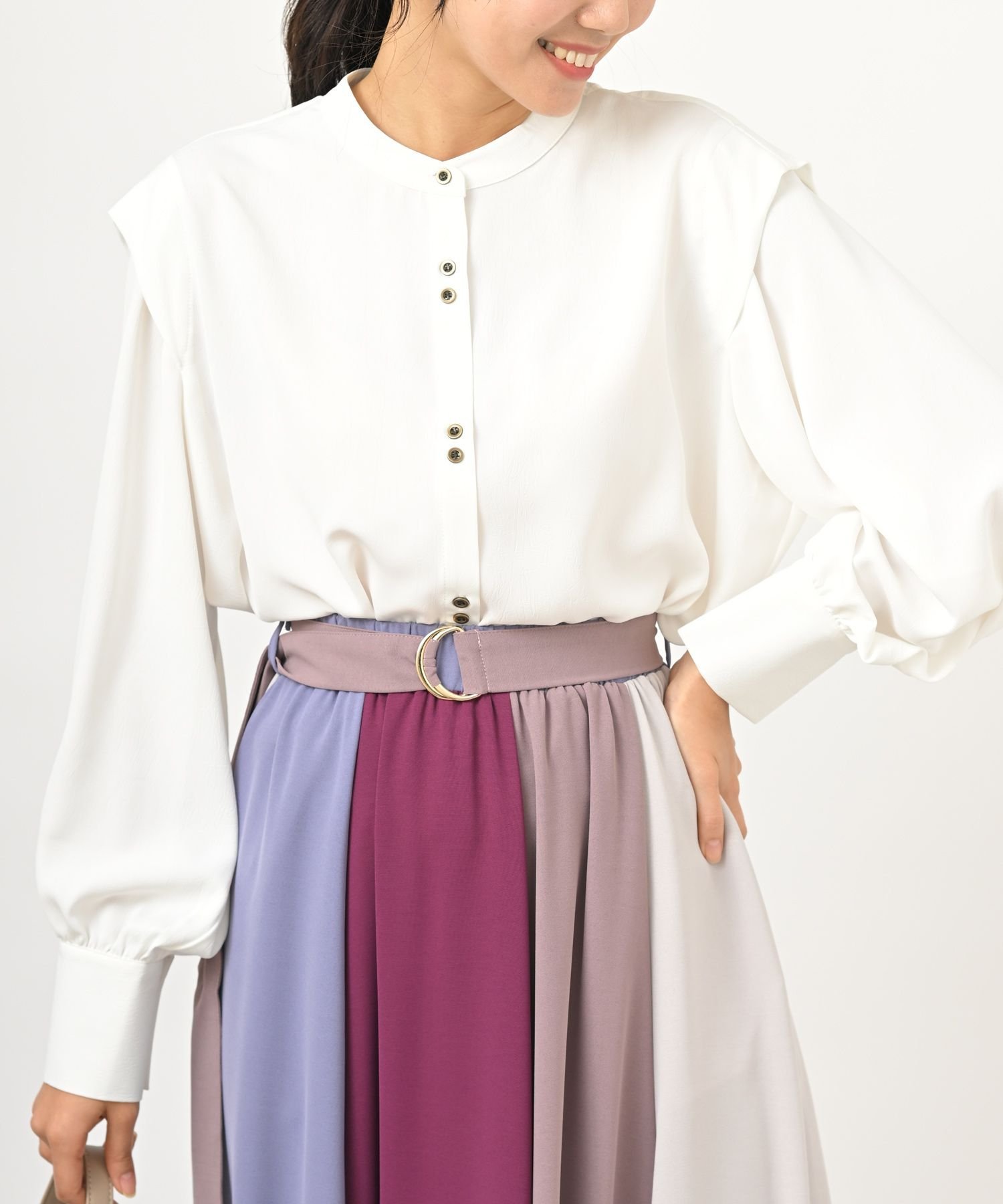 rps エンボス加工ウイングスリーブブラウス アールピーエス トップス シャツ・ブラウス イエロー ブラック グリーン ホワイトのサムネイル