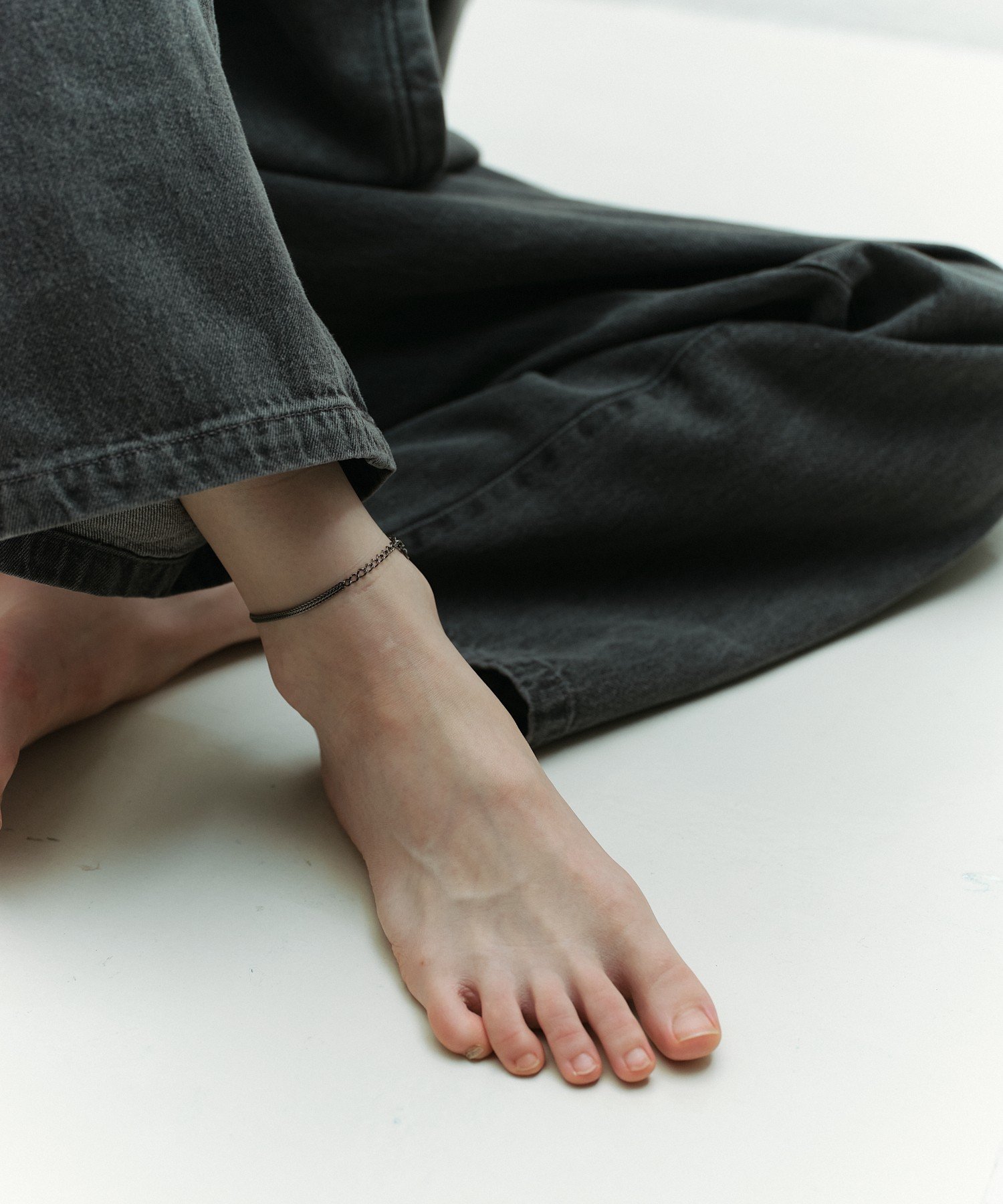 and cloud Snake Chain Anklet アンドクラウド アクセサリー・腕時計 アンクレット ブラック シルバー【送料無料】