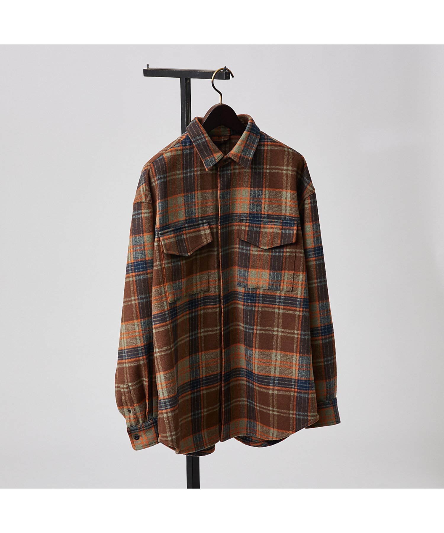ABAHOUSE LASTWORD 【シャギー素材】ネルチェック オーバーサイズ CPOシャツ /シ
