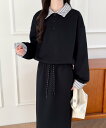 【SALE/21%OFF】emi+ ストライプドッキングポロ襟スウェットセットアップ エミプラス スーツ・フォーマル セットアップスーツ ブラック グレー ネイ...